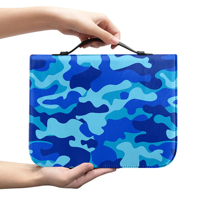 Blue Camouflage Print Leather Bible Cover