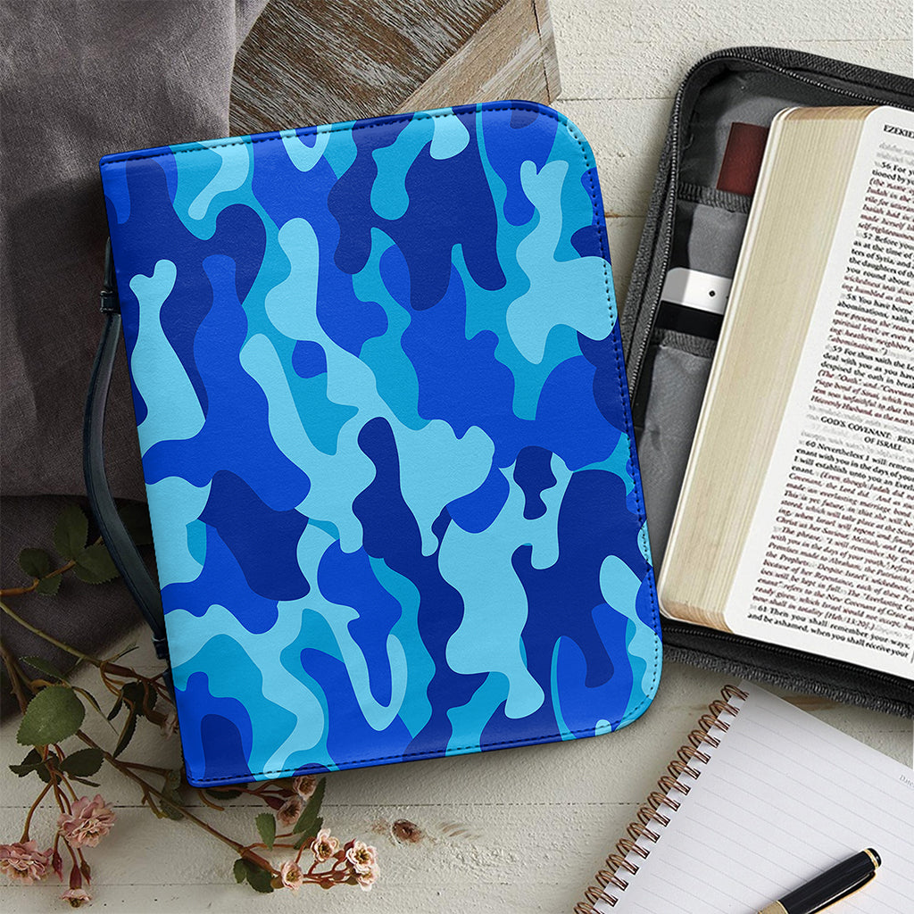 Blue Camouflage Print Leather Bible Cover