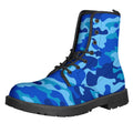 Blue Camouflage Print Lace-Up Boots