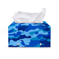 Blue Camouflage Print Leather Tissue Box Cover
