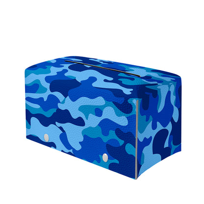Blue Camouflage Print Leather Tissue Box Cover