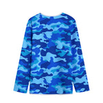 Blue Camouflage Print Long Sleeve Short Coat