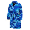 Blue Camouflage Print Men's Bathrobe