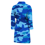 Blue Camouflage Print Men's Bathrobe