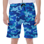 Blue Camouflage Print Men's Beach Shorts