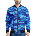 Blue Camouflage Print Men's Bomber Jacket