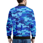 Blue Camouflage Print Men's Bomber Jacket