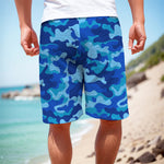 Blue Camouflage Print Men's Cargo Shorts