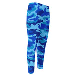 Blue Camouflage Print Men's Compression Pants