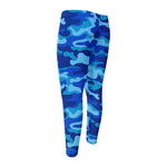 Blue Camouflage Print Men's Compression Pants