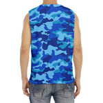 Blue Camouflage Print Men's Fitness Tank Top