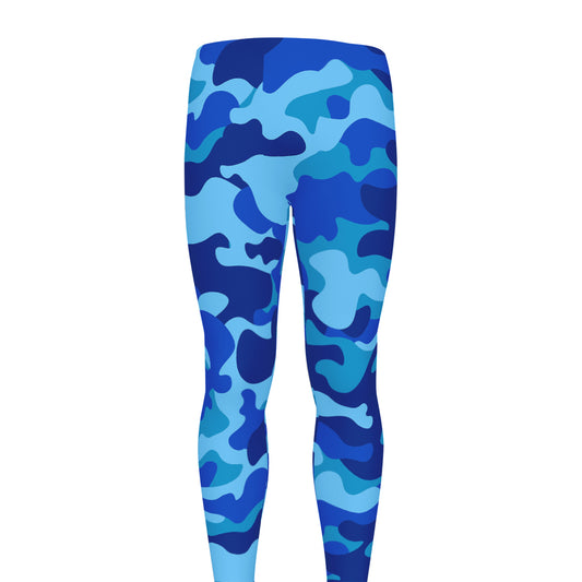 Blue Camouflage Print Men's leggings