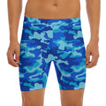 Blue Camouflage Print Men's Long Boxer Briefs