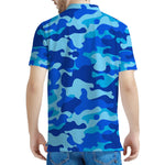 Blue Camouflage Print Men's Polo Shirt