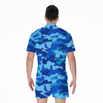 Blue Camouflage Print Men's Rompers