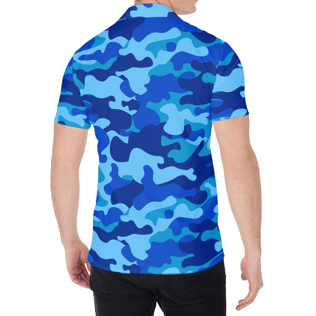 Blue Camouflage Print Men's Shirt