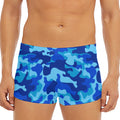 Blue Camouflage Print Men's Short Boxer Briefs