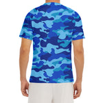 Blue Camouflage Print Men's Short Sleeve Rash Guard