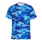 Blue Camouflage Print Men's Sports T-Shirt