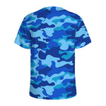 Blue Camouflage Print Men's Sports T-Shirt