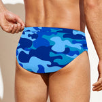Blue Camouflage Print Men's Swim Briefs