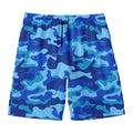 Blue Camouflage Print Men's Swim Trunks