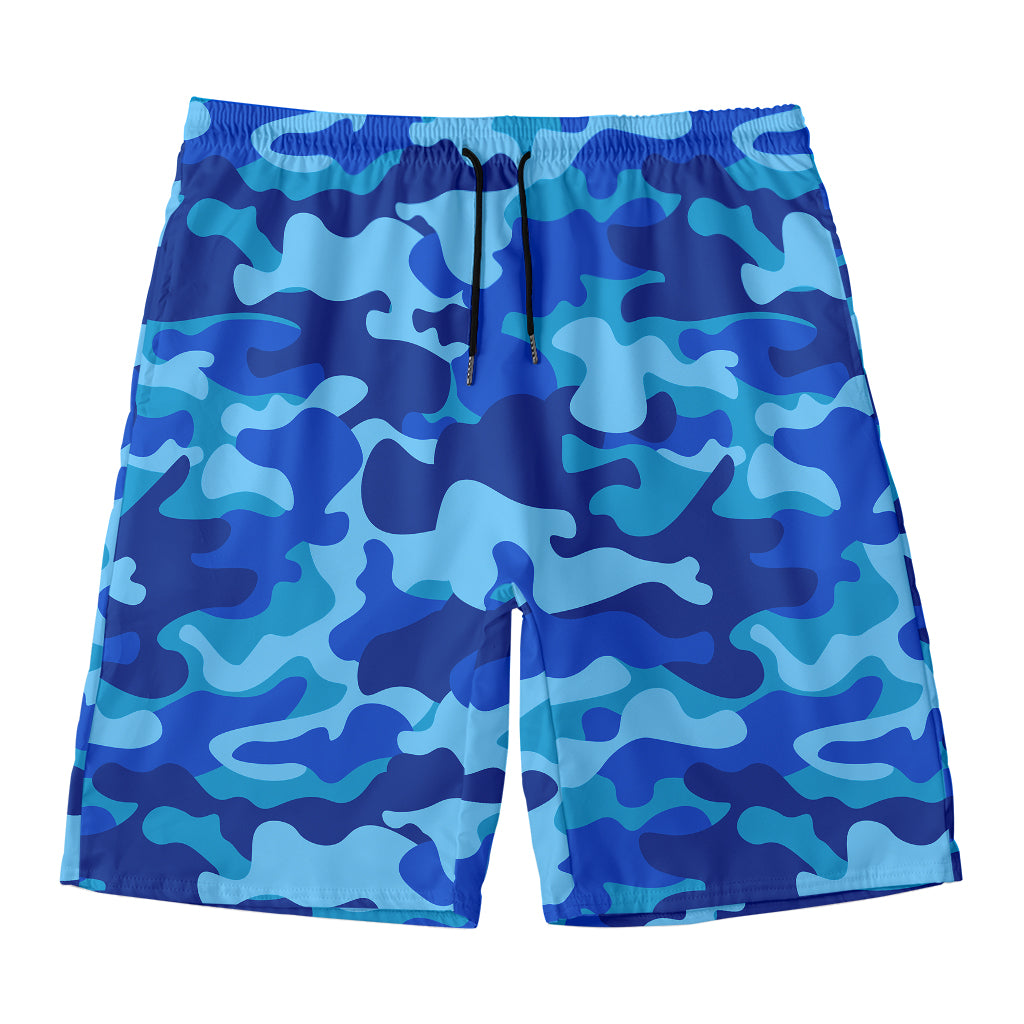 Blue Camouflage Print Men's Swim Trunks