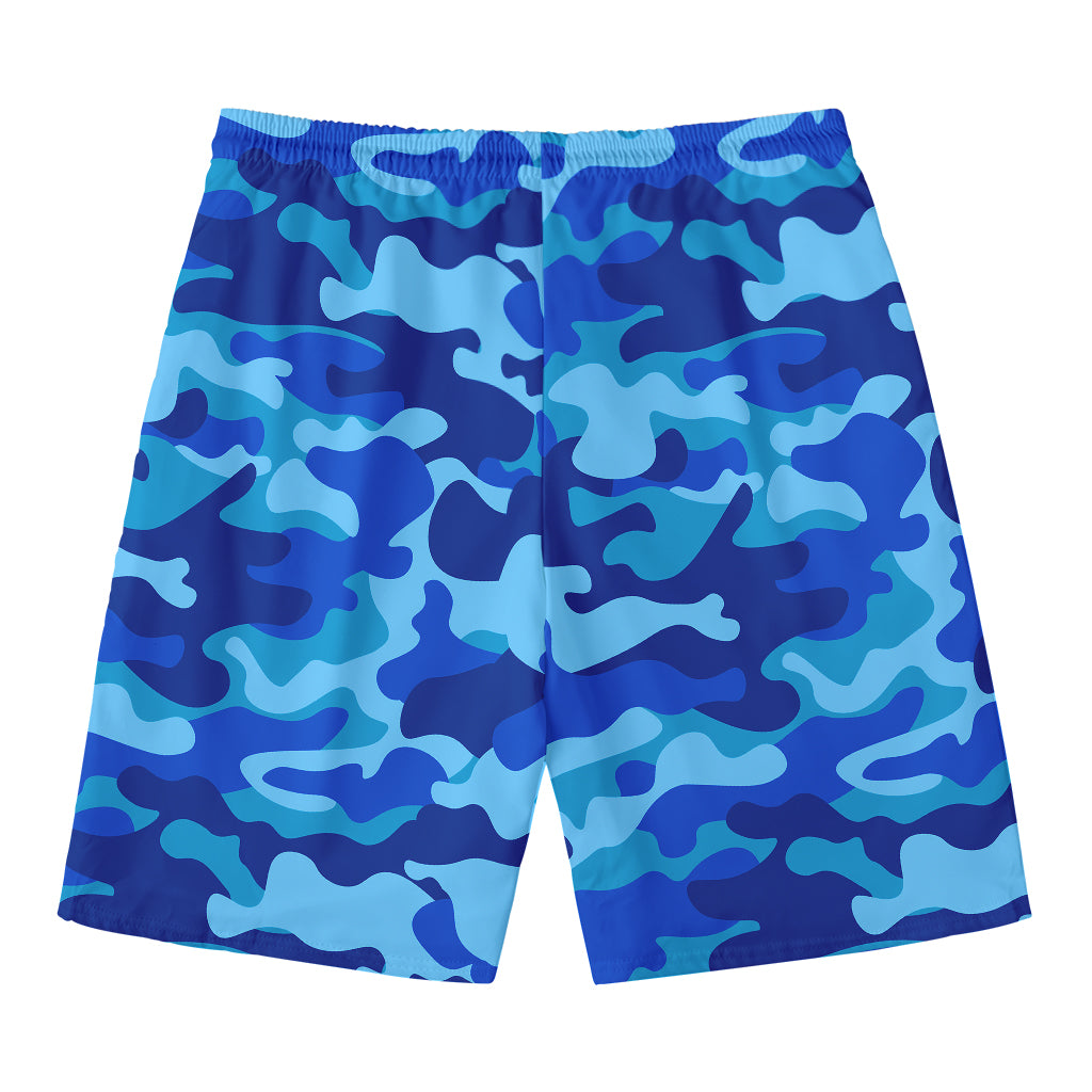 Blue Camouflage Print Men's Swim Trunks