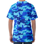 Blue Camouflage Print Men's Velvet T-Shirt