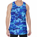 Blue Camouflage Print Men's Velvet Tank Top
