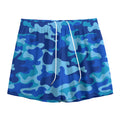 Blue Camouflage Print Mesh Shorts