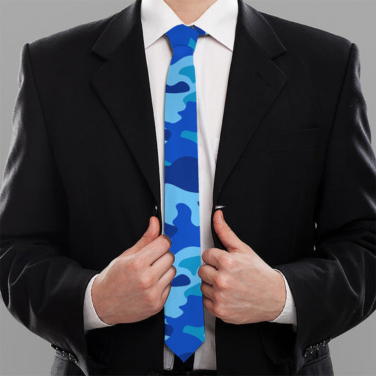 Blue Camouflage Print Necktie