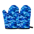 Blue Camouflage Print Oven Mitts