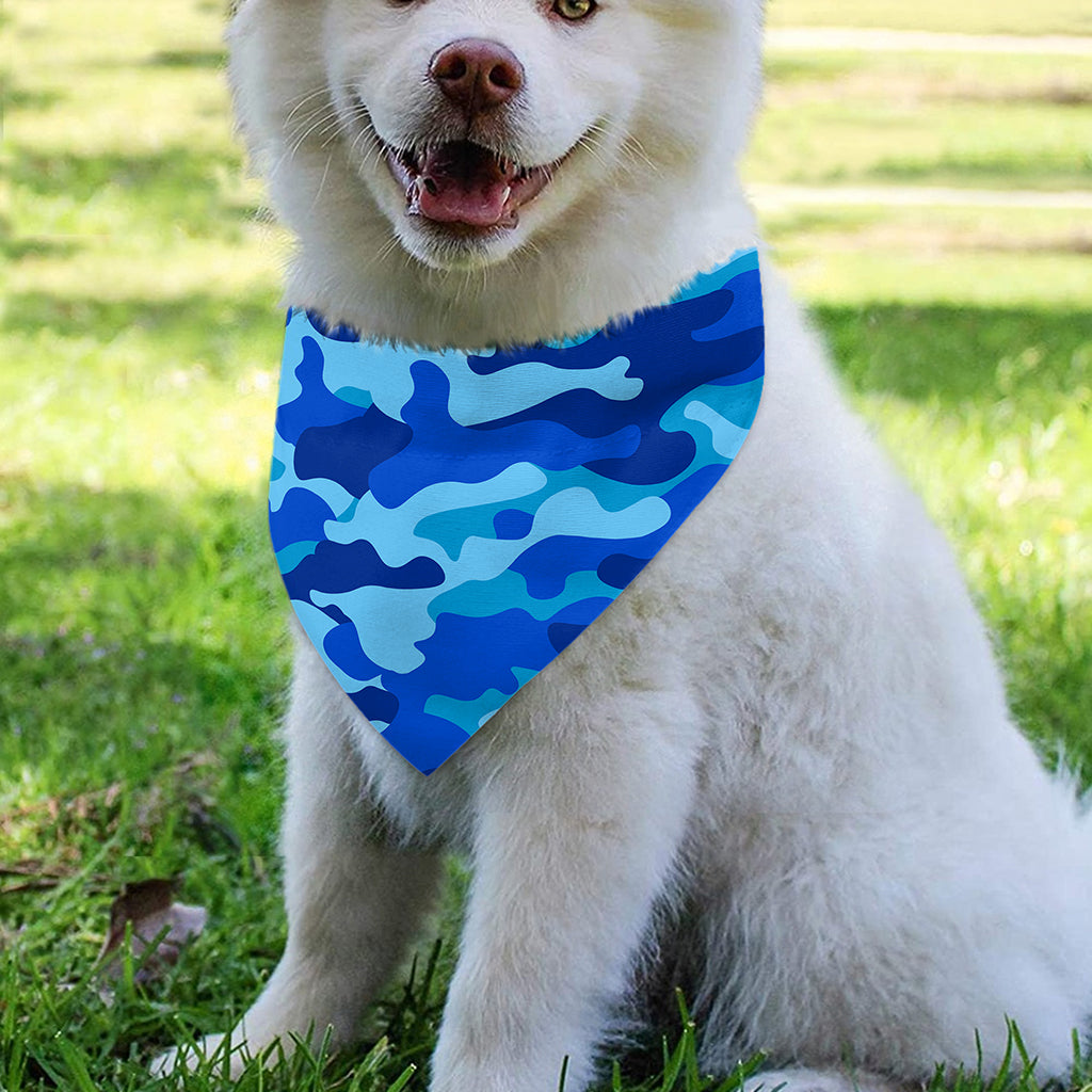 Blue Camouflage Print Over The Collar Dog Bandana