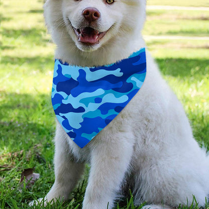 Blue Camouflage Print Over The Collar Dog Bandana