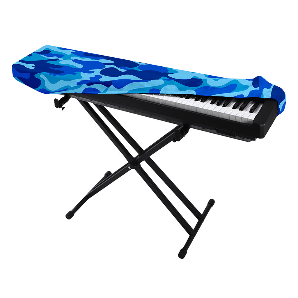 Blue Camouflage Print Piano Keyboard Cover