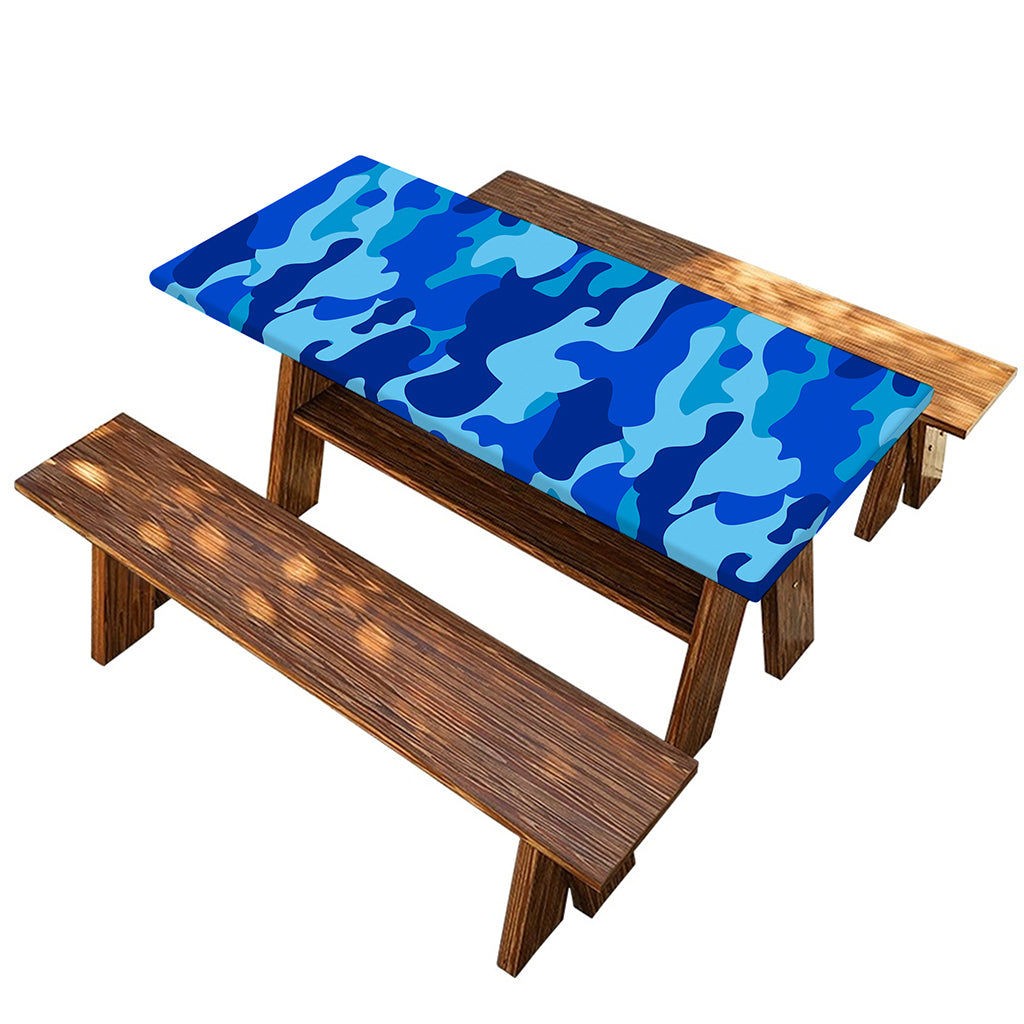 Blue Camouflage Print Picnic Table Cover
