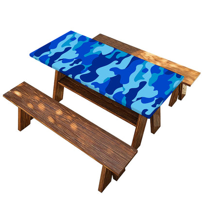 Blue Camouflage Print Picnic Table Cover
