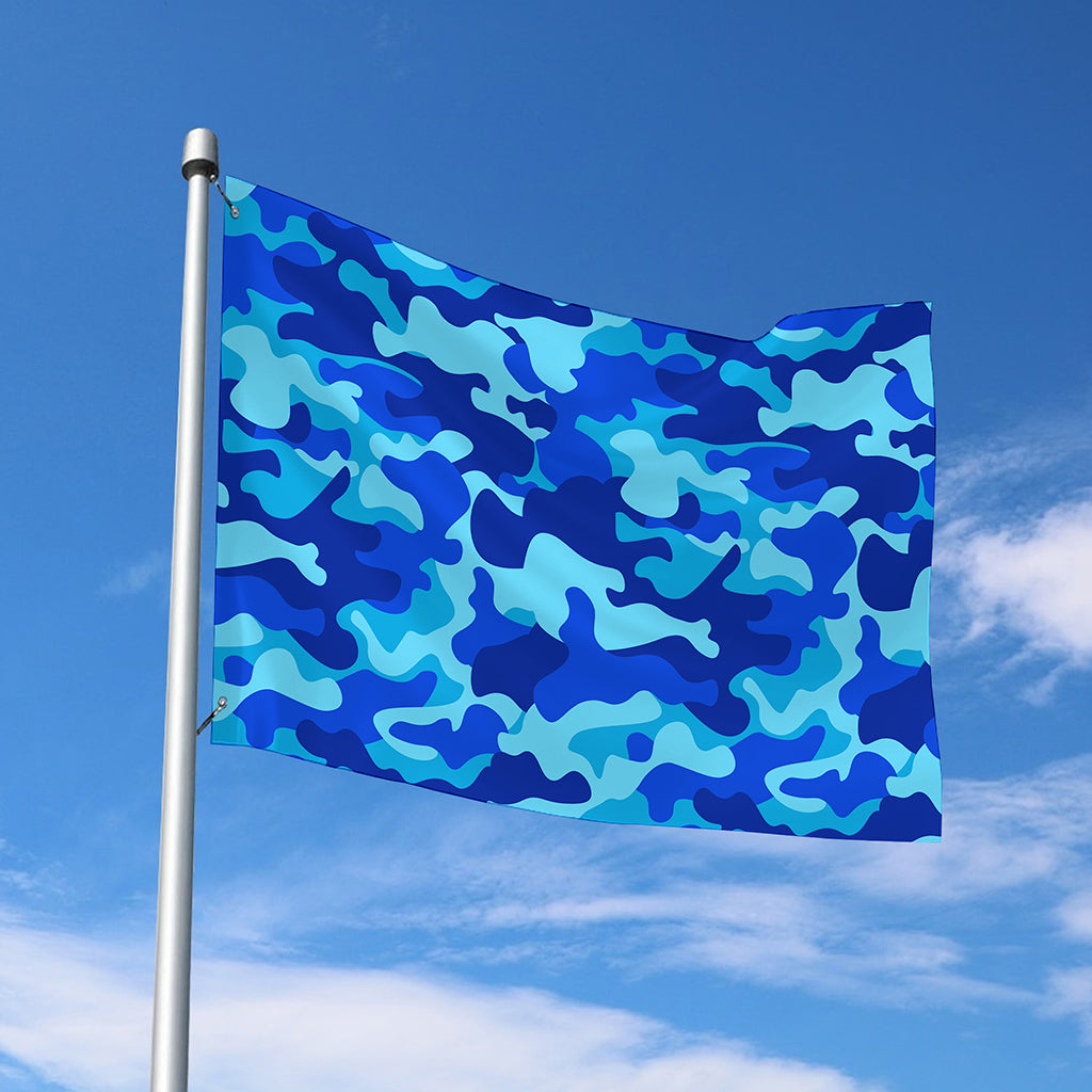 Blue Camouflage Print Polyester Flag