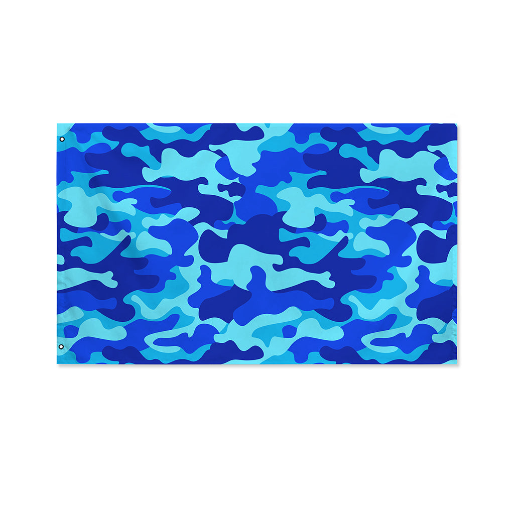 Blue Camouflage Print Polyester Flag