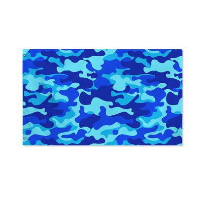 Blue Camouflage Print Polyester Flag