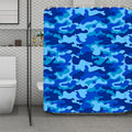 Blue Camouflage Print Polyester Shower Curtain