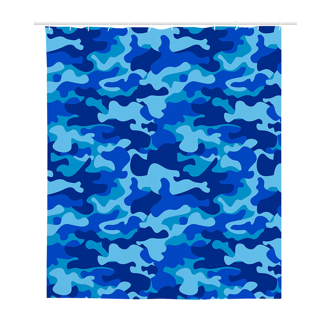 Blue Camouflage Print Polyester Shower Curtain