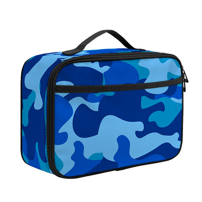 Blue Camouflage Print Portable Lunch Bag