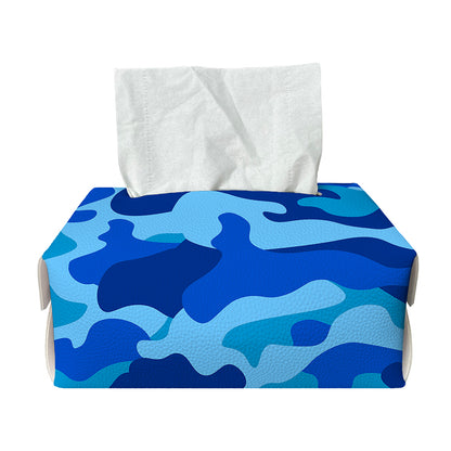 Blue Camouflage Print Rectangle Tissue Box Cover