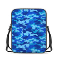 Blue Camouflage Print Rectangular Crossbody Bag