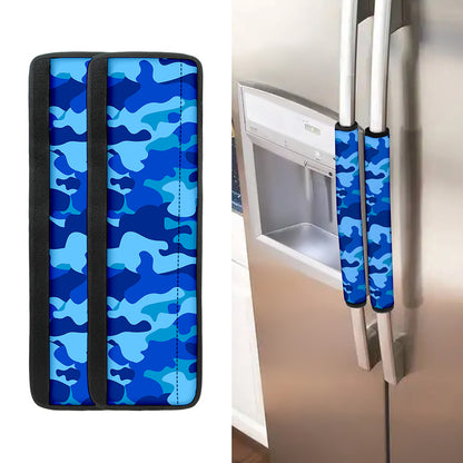 Blue Camouflage Print Refrigerator Handle Covers