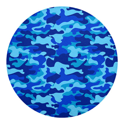 Blue Camouflage Print Round Blanket
