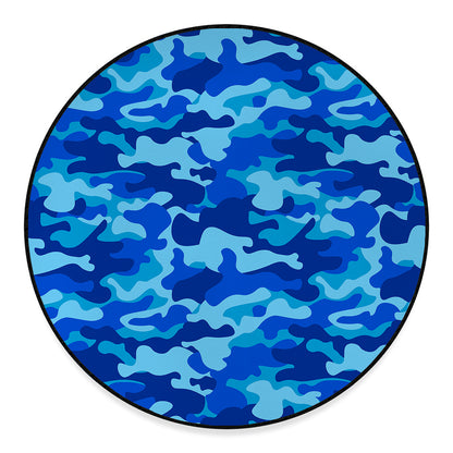 Blue Camouflage Print Round Floor Mat