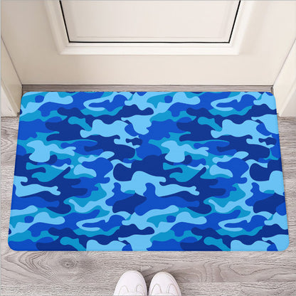Blue Camouflage Print Rubber Doormat
